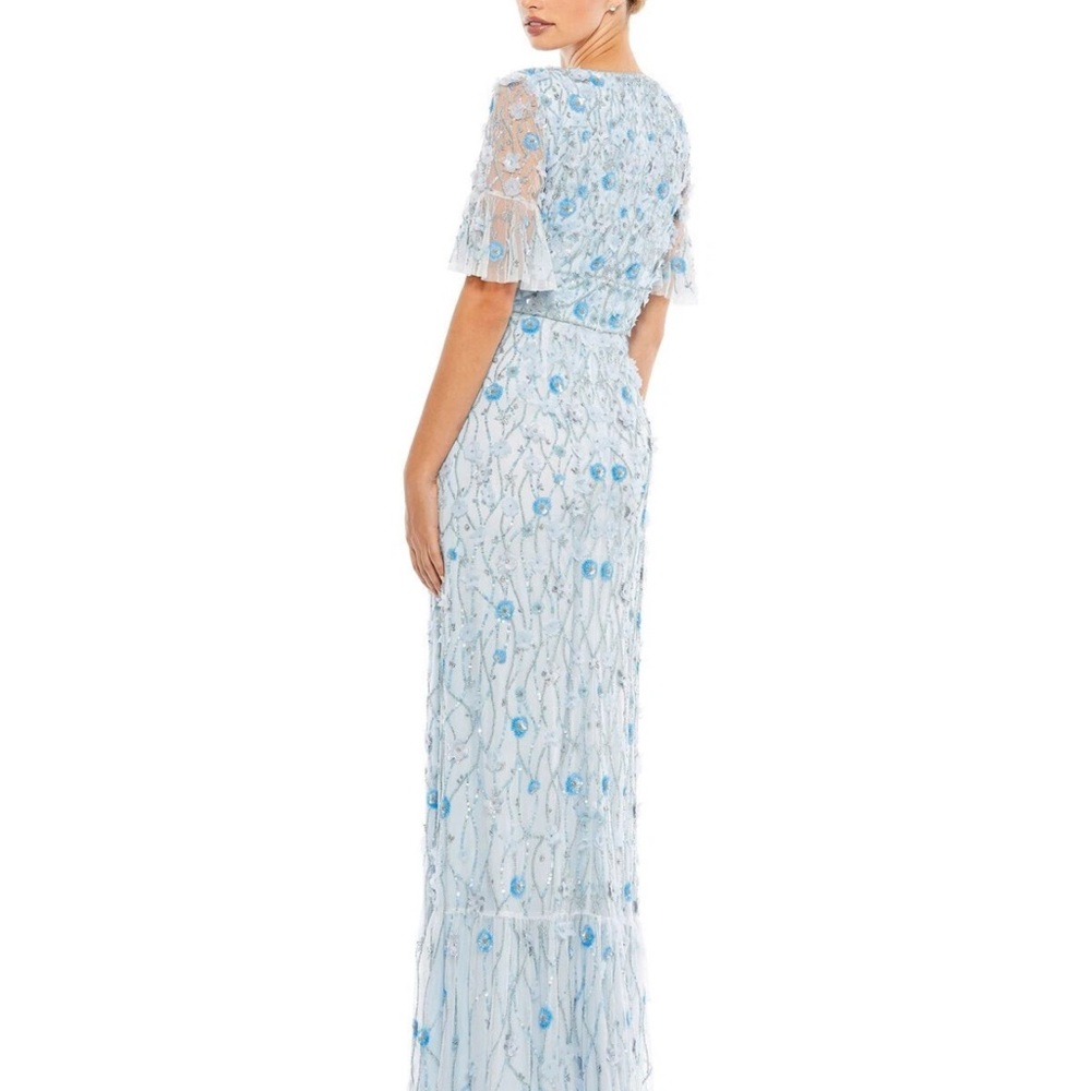 Mac Duggal Light Blue Embroidered Dress 12 - Picture 2 of 5